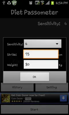 Diet Passometer android App screenshot 2